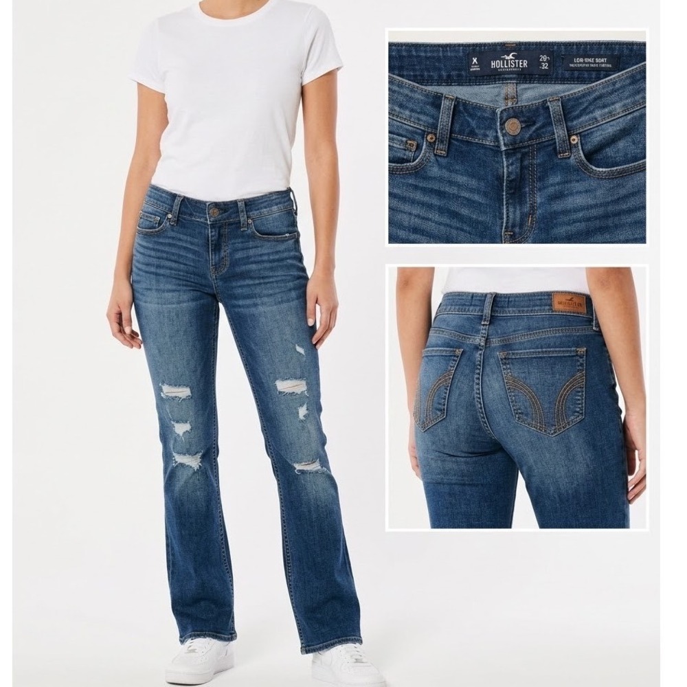Hollister Y2K Low Rise Bootcut Distressed Jeans W28 L32 Classic Stretch